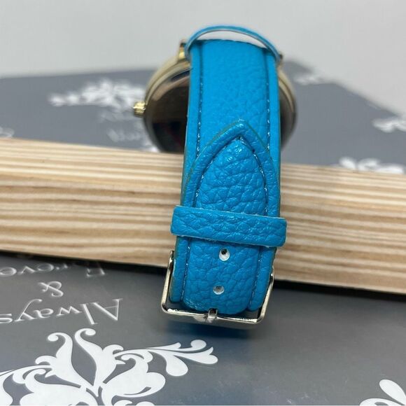 Accutime Quartz Peacock Face Faux Leather Turquoise adjustable Band Watch - Picture 3 of 10